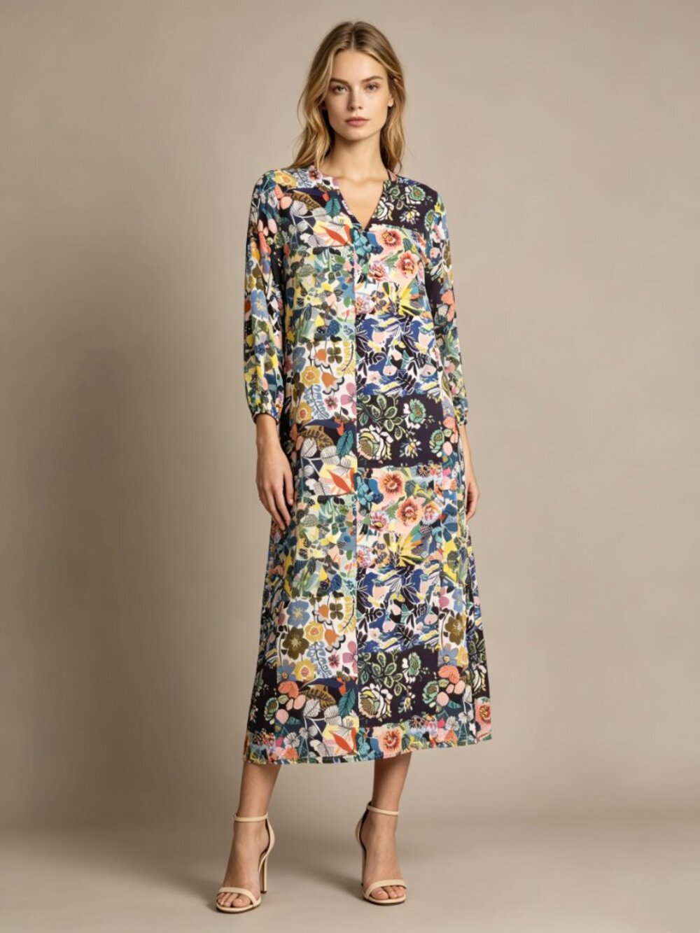 $298 NWOT Johnny Layla Floral Puff Sleeve Cover-Up Maxi Dress Size S
